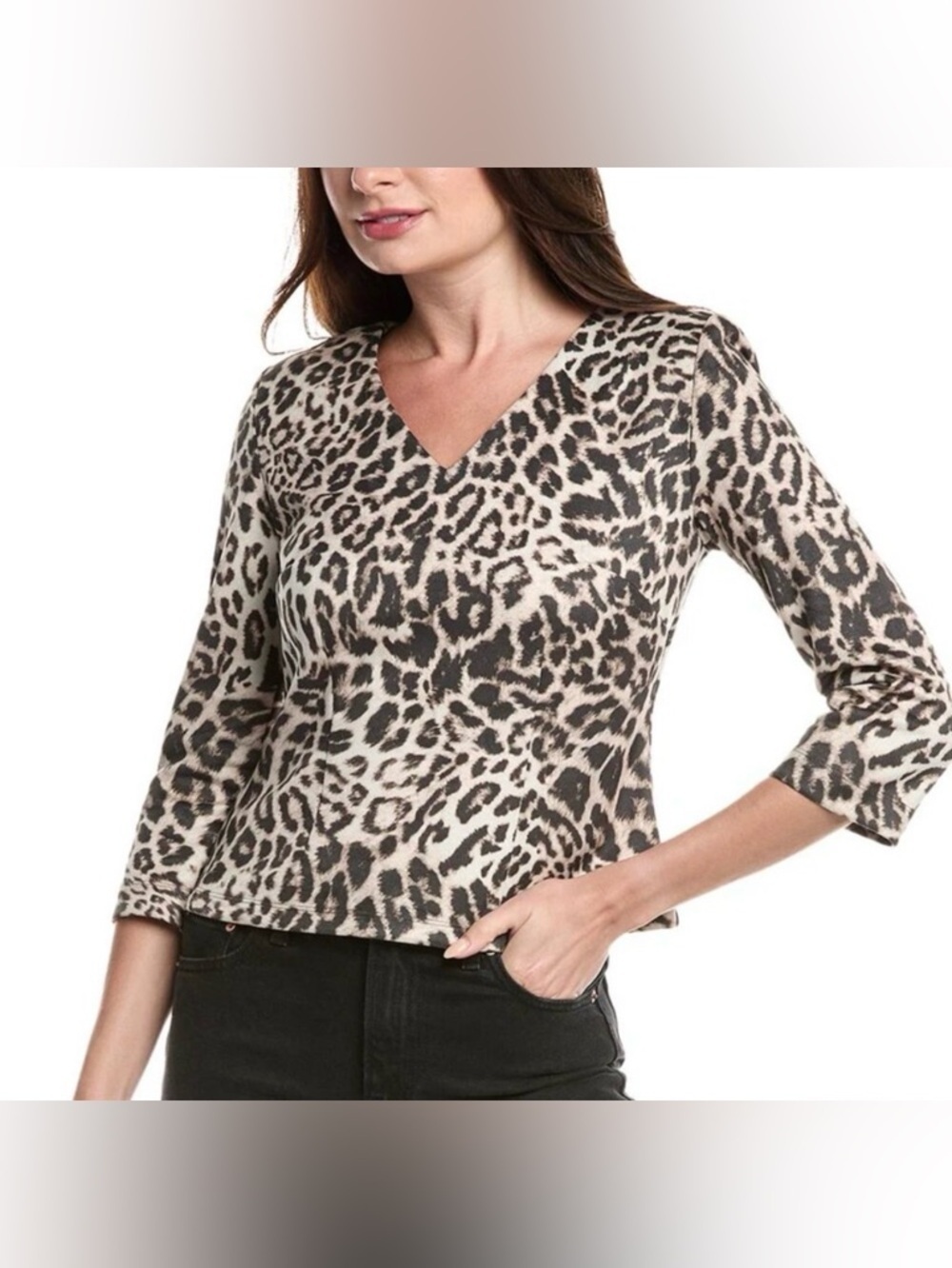 CAbi Sophia top blouse shirt leopard print animal brown cheetah peplum new M